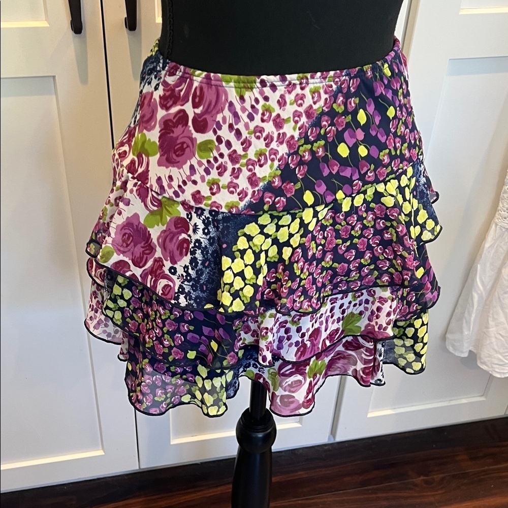 Floral Ruffle Mini Skirt - Multicolor - Picture 4 of 4